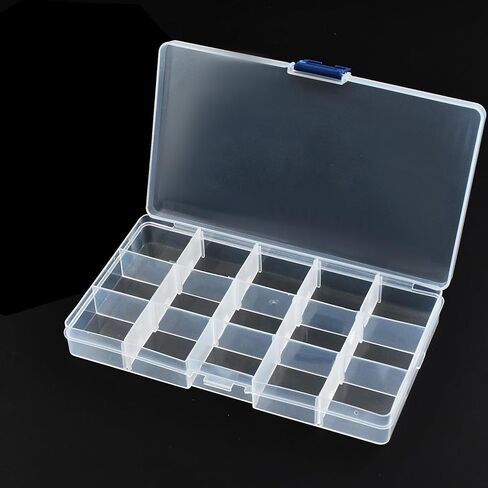 15 Grids Jewelry Organizer Plastic Clear Case, Plastic Bead Organizers with Adjustable Dividers for Arts Craft Storage, Clear in Kuwait