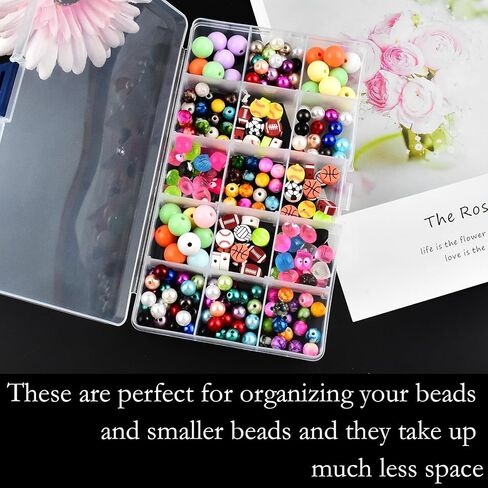 15 Grids Jewelry Organizer Plastic Clear Case, Plastic Bead Organizers with Adjustable Dividers for Arts Craft Storage, Clear in Kuwait