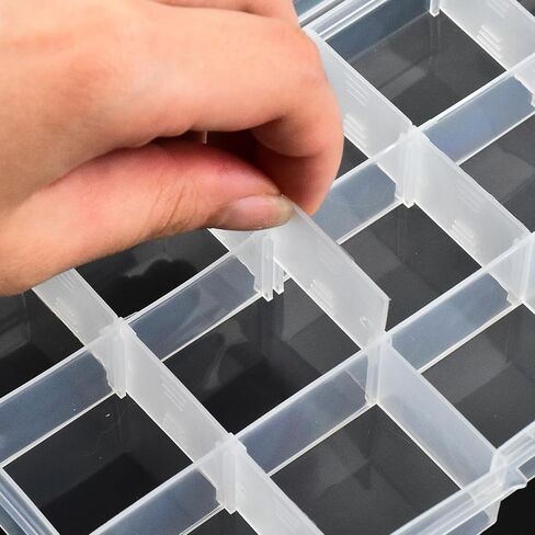 15 Grids Jewelry Organizer Plastic Clear Case, Plastic Bead Organizers with Adjustable Dividers for Arts Craft Storage, Clear in Kuwait