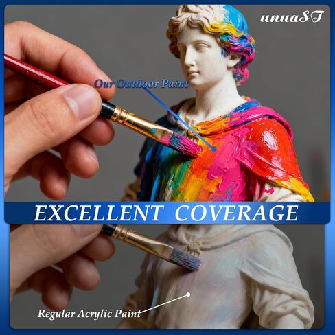 unuaST Outdoor Acrylic Paint Waterproof Set, 10 Colors Large Bulk Outdoor Paint with Pump, Rich Pigmented Paints for Artists/Beginners on Rocks, Wood, Metal, Crafts, Garden Statues (10oz/300ml) in Kuwait