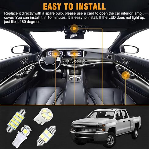 HZEL 42PCS Car Interior LED Light Kit, DE3175 T10 31mm 41mm 194 LED Bulb Dome Map Door Light Set, High-Brightness Auto Interior Tail Cab License Plate Bulb Kit, Universal for Most Vehicles in Kuwait