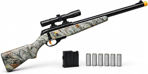 30 Inch Kids Toy Hunting Rifle with Scope in Camo, Shell Ejecting Bolt Action Toy Gun with Realistic Sounds Detachable Magazine Sniper Style Pretend Play for Kids in Kuwait