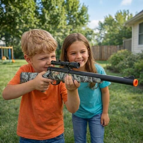 30 Inch Kids Toy Hunting Rifle with Scope in Camo, Shell Ejecting Bolt Action Toy Gun with Realistic Sounds Detachable Magazine Sniper Style Pretend Play for Kids in Kuwait