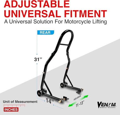 حامل رفع الدراجة النارية Venom SportBike، حامل مجداف ذو ذراع تأرجح للعجلة الخلفية، حامل رافعة رفع بادوك عالمي بسعة 850 رطل، محول L، متوافق مع معظم الدراجات النارية Yamaha Honda Kawasaki سوزوكي BMW in Kuwait