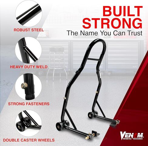 حامل رفع الدراجة النارية Venom SportBike، حامل مجداف ذو ذراع تأرجح للعجلة الخلفية، حامل رافعة رفع بادوك عالمي بسعة 850 رطل، محول L، متوافق مع معظم الدراجات النارية Yamaha Honda Kawasaki سوزوكي BMW in Kuwait