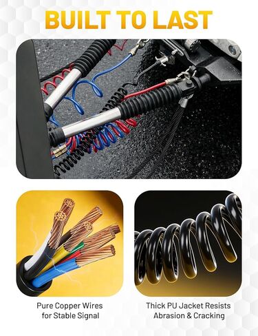 Oyviny 7 Pin to 6 Pin Trailer Adapter Coiled Cable 8 Feet, Heavy Duty 7 Wire to 6 Wire Trailer Plug Adapter with 6 Way Socket for RV Motorhome Flat Tow Vehicle Weather Resistant Dinghy Tow Harness in Kuwait