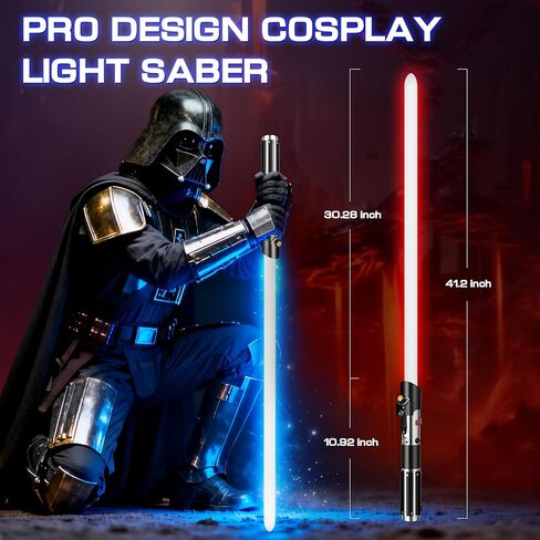 السيف الضوئي المبارز للبالغين، مقبض معدني مع 12 لون RGB و16 خط صوت، تحكم سلس في الحركة المتأرجحة، قوة قابلة لإعادة الشحن، FX Light Sabers Party Cosplay Props in Kuwait