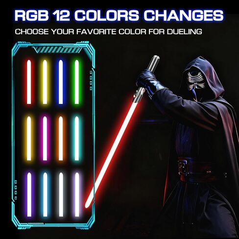 السيف الضوئي المبارز للبالغين، مقبض معدني مع 12 لون RGB و16 خط صوت، تحكم سلس في الحركة المتأرجحة، قوة قابلة لإعادة الشحن، FX Light Sabers Party Cosplay Props in Kuwait