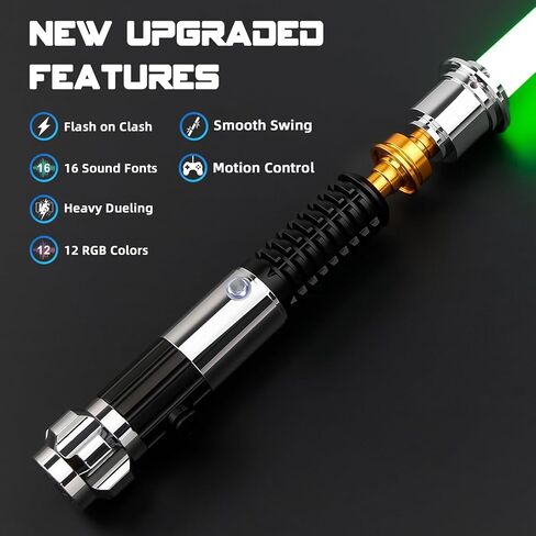 Sabreforms Lightsaber Duling Light Saber مع 12 لون RGB و16 خط صوت وتحكم في الحركة، سيوف ضوئية Force FX مع مقبض معدني ممتاز وشفرة قابلة للاستبدال، سيوف ضوئية للبالغين والأطفال in Kuwait