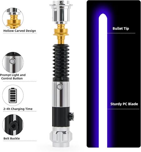 Sabreforms Lightsaber Duling Light Saber مع 12 لون RGB و16 خط صوت وتحكم في الحركة، سيوف ضوئية Force FX مع مقبض معدني ممتاز وشفرة قابلة للاستبدال، سيوف ضوئية للبالغين والأطفال in Kuwait