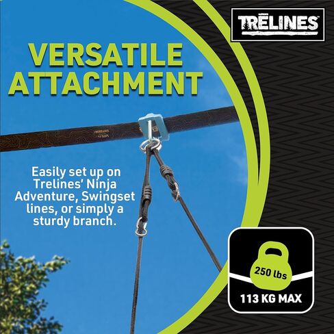 Treboard Surfin' Swing Kit - Twist, Turn, and Perform Tricks Mid-Flight - Surf Swing for Tree or Playset - Easy Setup on Slackline Obstacle Course - Ages 5+ Holds 250lbs. in Kuwait