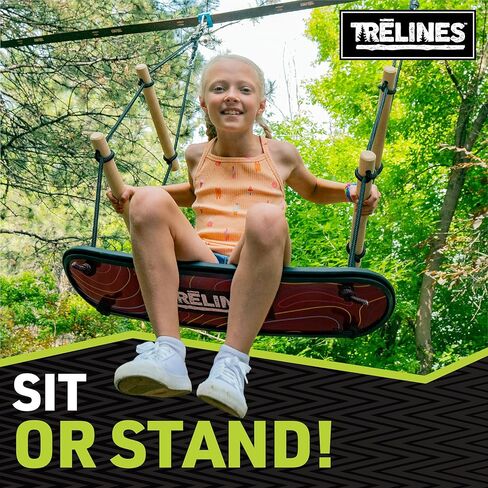 Treboard Surfin' Swing Kit - Twist, Turn, and Perform Tricks Mid-Flight - Surf Swing for Tree or Playset - Easy Setup on Slackline Obstacle Course - Ages 5+ Holds 250lbs. in Kuwait