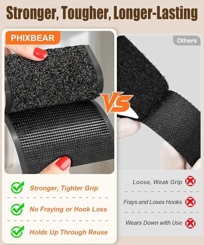 شريط لاصق وحلقة صناعية مطورة من PHIXBEAR بطول 4 بوصات لوسائد الأريكة، شرائط ذاتية اللصق شديدة التحمل واسعة للغاية، تحافظ على وسائد الأريكة في مكانها بشكل آمن، للاستخدام الداخلي والخارجي، أسود 7 أقدام in Kuwait