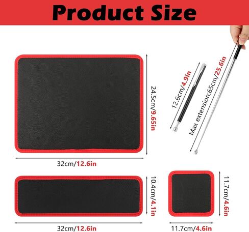 Magnetic Tool Mat Set, 4 Pcs Heavy Duty Flexible Magnetic Mat with PVC Coating, Holds Screws, Bolts, Nuts and Small Tools for Garage Workshop and Auto Repair in Kuwait