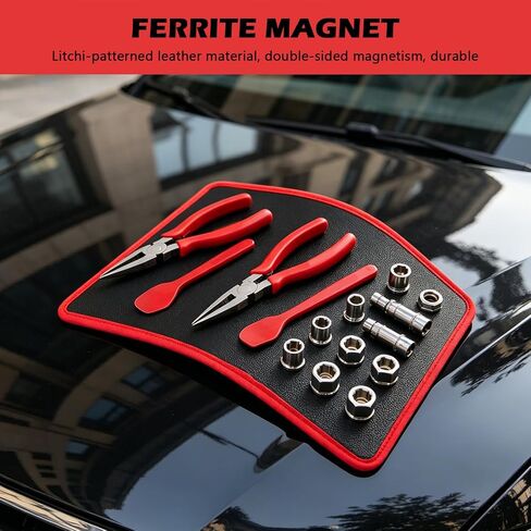 Magnetic Tool Mat Set, 4 Pcs Heavy Duty Flexible Magnetic Mat with PVC Coating, Holds Screws, Bolts, Nuts and Small Tools for Garage Workshop and Auto Repair in Kuwait