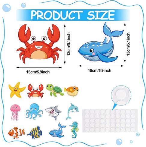 48 PCS Sea Life Cut Outs Ocean Animal Paper Cutouts Tropical Fish Cutout Under The Sea Bulletin Board Decorations with Glue Points for Summer School Classroom Bulletin Board Home Kids DIY Craft Decor in Kuwait