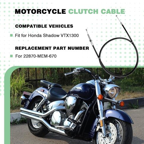 كابل القابض للدراجات النارية مناسب لمجموعة كابل القابض Honda Shadow VTX1300، يستبدل 22870-MEM-670، الضابط العالمي in Kuwait