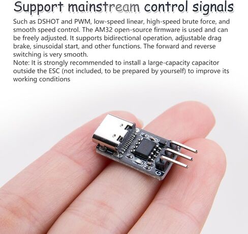 ZORZA 1Set AM32 32-Bit 2-4S 40A ESC Brushless Motors Speed Controller with Param Coverter 5V 2A BEC Module 25V 470uF Capacitor Supports DSHOT and PWM for RC Airplane Motors Model Aircraft Enthusiast in Kuwait