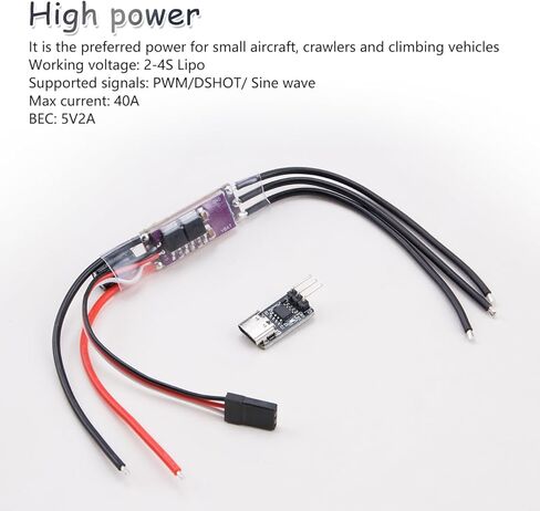 ZORZA 1Set AM32 32-Bit 2-4S 40A ESC Brushless Motors Speed Controller with Param Coverter 5V 2A BEC Module 25V 470uF Capacitor Supports DSHOT and PWM for RC Airplane Motors Model Aircraft Enthusiast in Kuwait