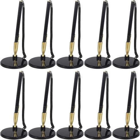 Homoyoyo Secure Pen with Adhesive Chain 6-inch Ballpoint Counter Pen 10pcs Black for Office Bank Reception Desk Writing Supplies in Kuwait