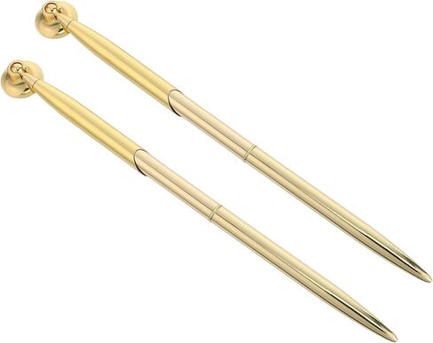 SUPVOX 2 Sets Metal Gold Ballpoint Pens round Pen Holders 0.5mm Nib for Reception Desk and Wedding Guest Book Supplies in Kuwait