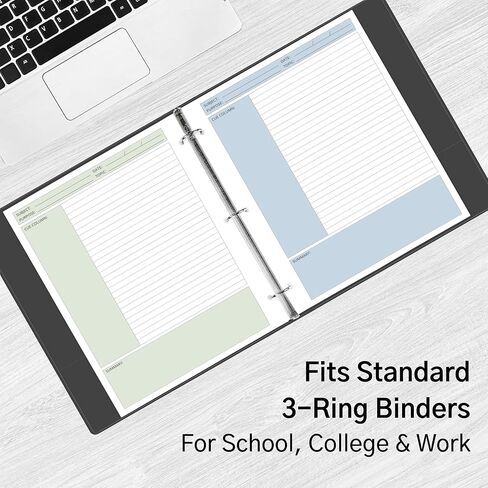 Cornell Notes Filler Paper, 8.5 x 11 Inch, 100 Sheets, 4 Assorted Pastel Colors, 3-Hole Punched, 100 GSM, Loose Leaf Note-Taking Paper for School, College & Office in Kuwait