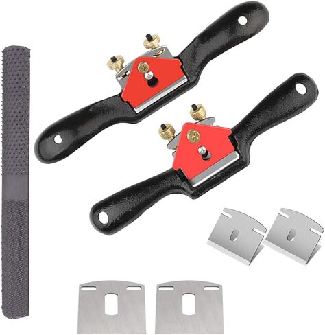 Adjustable Spokeshave Set 2pcs with 4 Metal Blades, 4-Way Wood Rasp File & Manual Planer – Perfect for Planing, Trimming, Carving, and Deburring in Woodworking in Kuwait