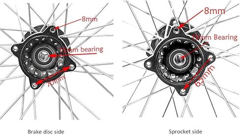 90/100-14 Rear Wheel Tire and Rim Inner Tube with 15mm Bearing Assembly For Dirt Pit Bike in Kuwait