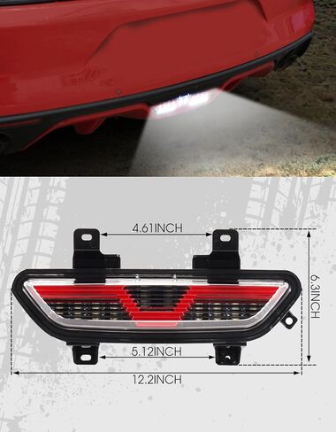 LED Backup Light for Ford Mustang 2015-2017, Brake Reverse Back Up Lamp with Red Tube Plus Running Signal Lighting Accessories in Kuwait