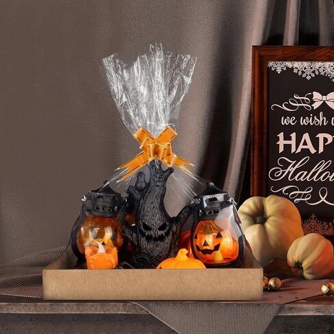 90PCS Shrink Wrap Bags for Christmas Gift Basket 20x28 16x24 14x20in 3 Sizes Cellophane Bags with 5Color Pull Bows Large Clear Plastic Heat Shrink Bag for Halloween Easter Valentine's Day Mother's Day in Kuwait