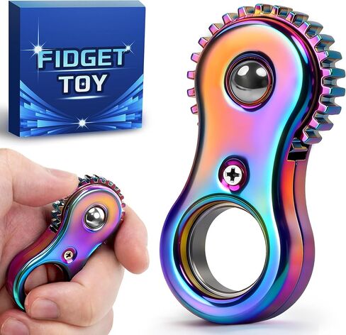 Metal Fidget Toy for Teen Boys, Figette Spinner Clicker Ring for Adults Silent Office Desk Toy Stress Anxiety Relief Finger Fidgets Sensory Autism Autistic ADHD Calm Down Quiet EDC Cool Gadget Gifts in Kuwait
