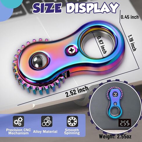 Metal Fidget Toy for Teen Boys, Figette Spinner Clicker Ring for Adults Silent Office Desk Toy Stress Anxiety Relief Finger Fidgets Sensory Autism Autistic ADHD Calm Down Quiet EDC Cool Gadget Gifts in Kuwait