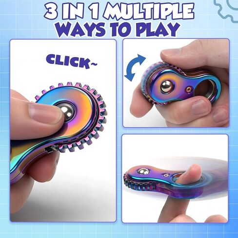 Metal Fidget Toy for Teen Boys, Figette Spinner Clicker Ring for Adults Silent Office Desk Toy Stress Anxiety Relief Finger Fidgets Sensory Autism Autistic ADHD Calm Down Quiet EDC Cool Gadget Gifts in Kuwait