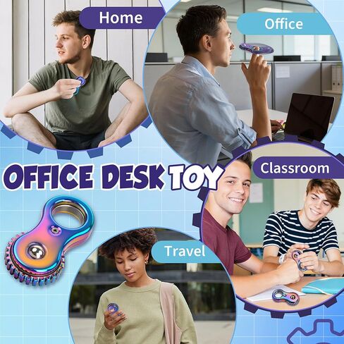 Metal Fidget Toy for Teen Boys, Figette Spinner Clicker Ring for Adults Silent Office Desk Toy Stress Anxiety Relief Finger Fidgets Sensory Autism Autistic ADHD Calm Down Quiet EDC Cool Gadget Gifts in Kuwait