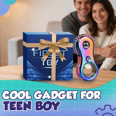 Metal Fidget Toy for Teen Boys, Figette Spinner Clicker Ring for Adults Silent Office Desk Toy Stress Anxiety Relief Finger Fidgets Sensory Autism Autistic ADHD Calm Down Quiet EDC Cool Gadget Gifts in Kuwait