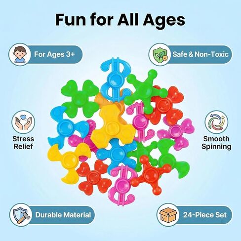 Desyeryamimi 24 Pack Mini Fidget Spinners Bulk Toys for Kids 3 4 5 6 7 8 9 Fidget Spinner Party Favors Goodie Bags Stuffers Birthday Return Gifts Classroom Rewards Prize Box in Kuwait