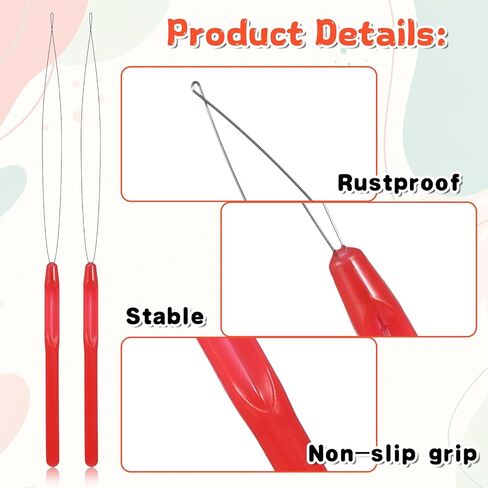 10 PCS Hair Extension Loop Needle Threader Pulling Hook Tool Micro Link Bead Tools Bead Device Tool Loop Threader Hair Extension Threaders for Hairs Extensions Braiding Sewing Crafting in Kuwait