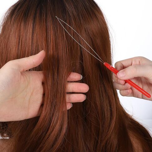 10 PCS Hair Extension Loop Needle Threader Pulling Hook Tool Micro Link Bead Tools Bead Device Tool Loop Threader Hair Extension Threaders for Hairs Extensions Braiding Sewing Crafting in Kuwait