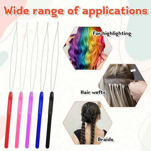 10 PCS Hair Extension Loop Needle Threader Pulling Hook Tool Micro Link Bead Tools Bead Device Tool Loop Threader Hair Extension Threaders for Hairs Extensions Braiding Sewing Crafting in Kuwait