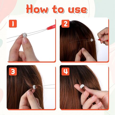 10 PCS Hair Extension Loop Needle Threader Pulling Hook Tool Micro Link Bead Tools Bead Device Tool Loop Threader Hair Extension Threaders for Hairs Extensions Braiding Sewing Crafting in Kuwait