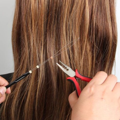 10 Pcs Hair Extension Loop Needle Threader, Wire Pulling Hook Tool and Bead Device Micro Links Kit for Hair and Feather Extensions, Black in Kuwait
