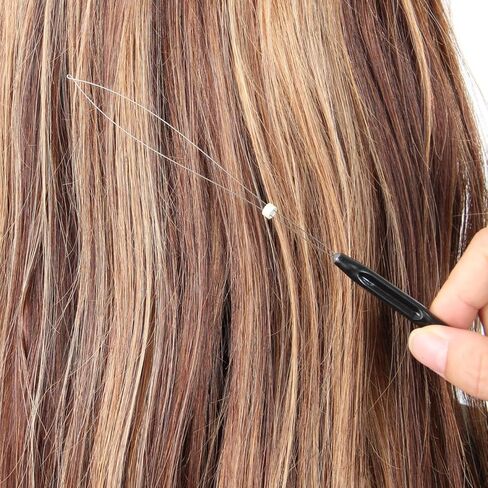 10 Pcs Hair Extension Loop Needle Threader, Wire Pulling Hook Tool and Bead Device Micro Links Kit for Hair and Feather Extensions, Black in Kuwait