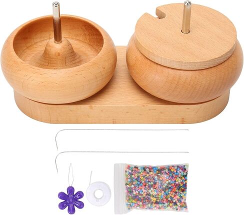 Omabeta Wooden Bead Spinner Bowl Durable Bead Maker for DIY Jewelry Making for Bracelet Necklace, Solidwood Loader Metal Shaft for Most Scenarios 7.5 X 3.7 X 2.9 Inches in Kuwait