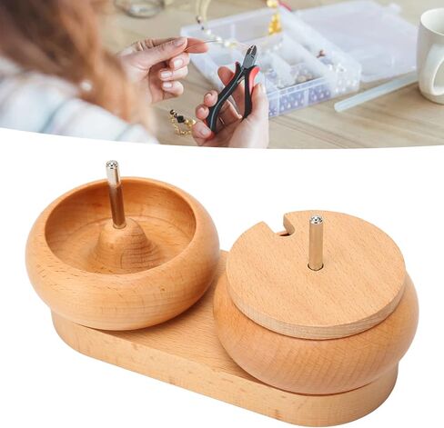 Omabeta Wooden Bead Spinner Bowl Durable Bead Maker for DIY Jewelry Making for Bracelet Necklace, Solidwood Loader Metal Shaft for Most Scenarios 7.5 X 3.7 X 2.9 Inches in Kuwait