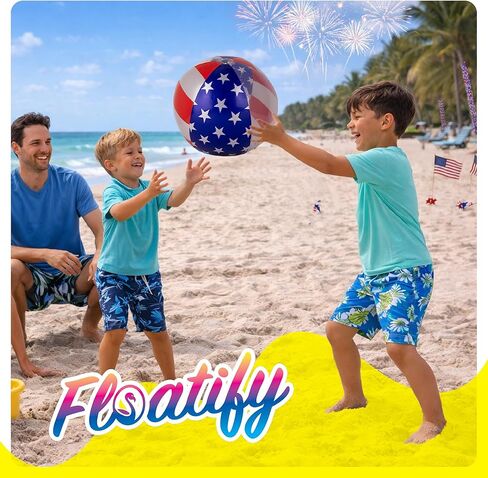USA Beach Balls - 3 Pack - Patriotic Beach Balls for Pool - American Flag Design Inflatable Swimming Pool Floaties with Glitter Inside - Decorations for Memorial Day, July 4th Party Favors in Kuwait