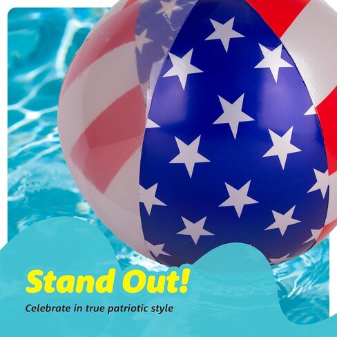 USA Beach Balls - 3 Pack - Patriotic Beach Balls for Pool - American Flag Design Inflatable Swimming Pool Floaties with Glitter Inside - Decorations for Memorial Day, July 4th Party Favors in Kuwait