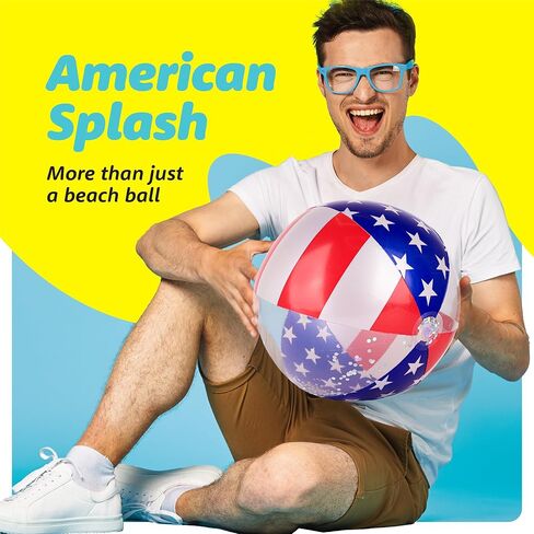 USA Beach Balls - 3 Pack - Patriotic Beach Balls for Pool - American Flag Design Inflatable Swimming Pool Floaties with Glitter Inside - Decorations for Memorial Day, July 4th Party Favors in Kuwait