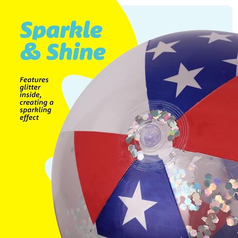 USA Beach Balls - 3 Pack - Patriotic Beach Balls for Pool - American Flag Design Inflatable Swimming Pool Floaties with Glitter Inside - Decorations for Memorial Day, July 4th Party Favors in Kuwait