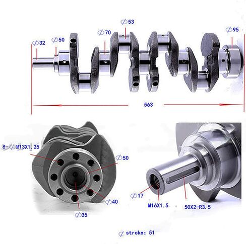 CRANKSHAFT 8-94443-662-0 892190927 Stroke 51mm Compatible with Isuzu 4JB1 Engine Non-Turbo Mustang Bobcat 843 853 1213 960 2060 Loader in Kuwait