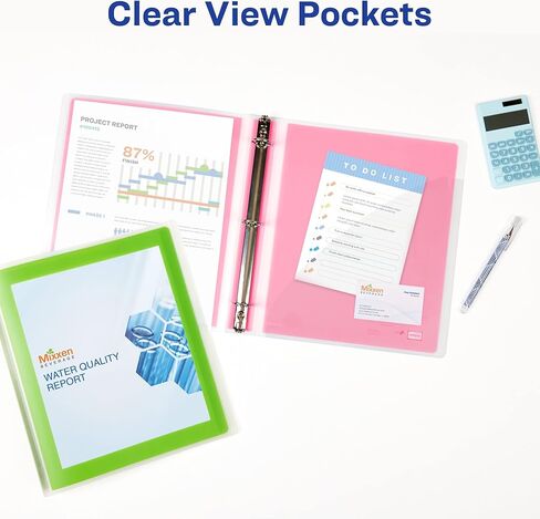 ملف Avery Flexi-View 3 حلقات، حلقات دائرية مقاس 1 بوصة، 1 غلاف أخضر شارتروز (17608) in Kuwait
